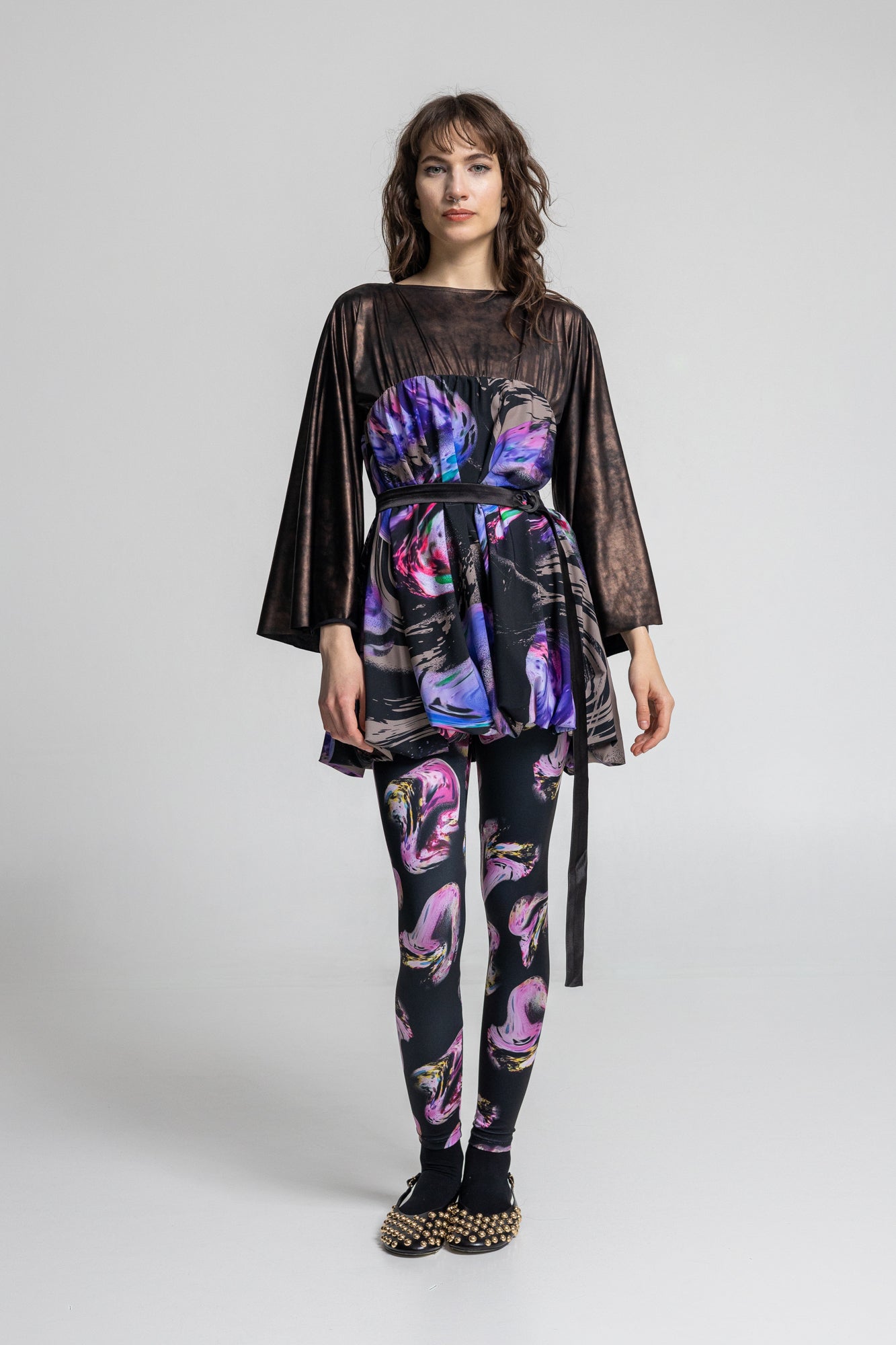 Rose Crystal Printed Elastic Leggings