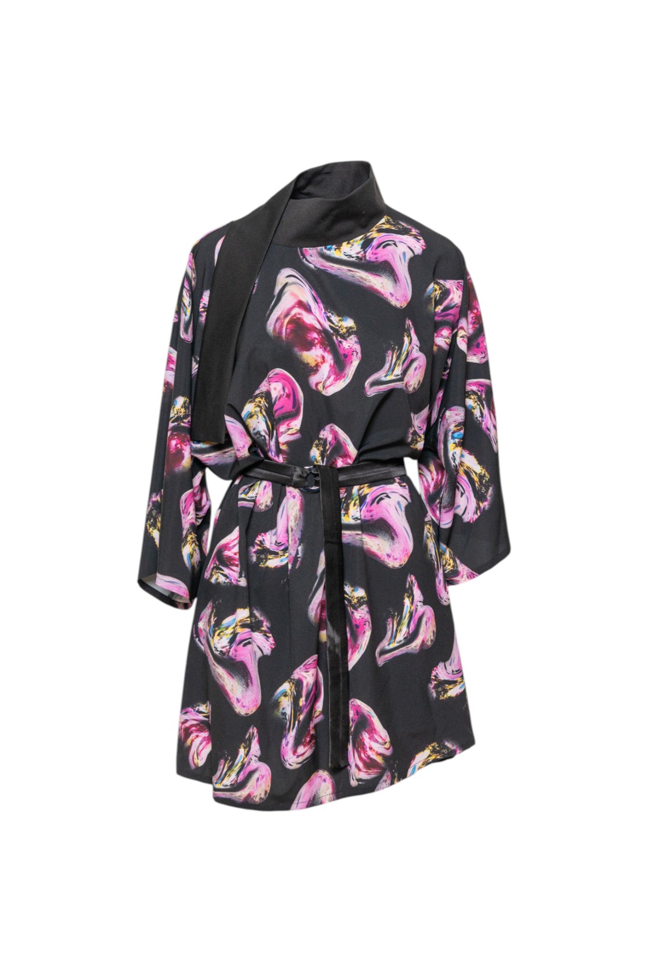 Rose Silky High Neck Mini Dress