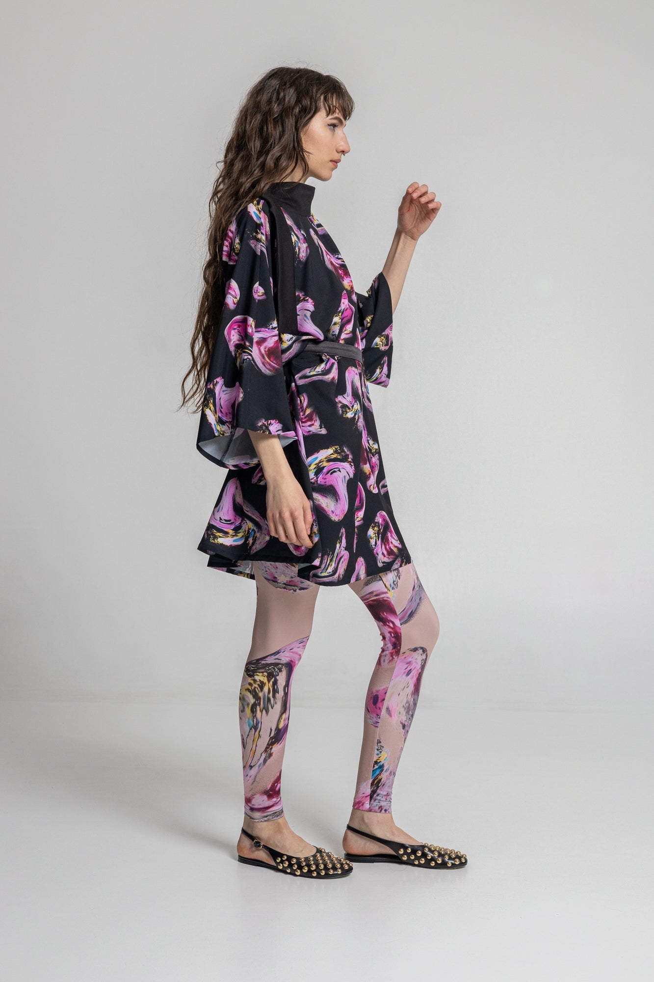 Rose Silky High Neck Mini Dress