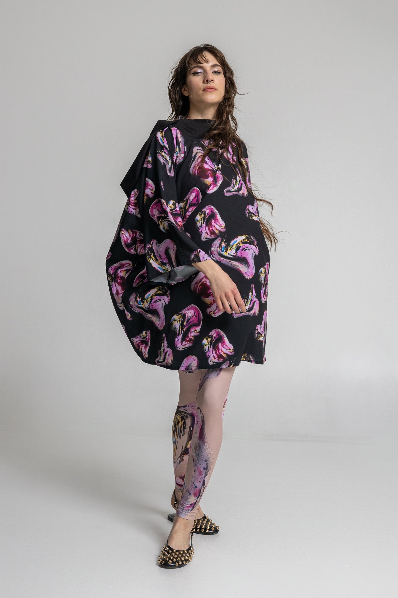 Rose Silky High Neck Mini Dress