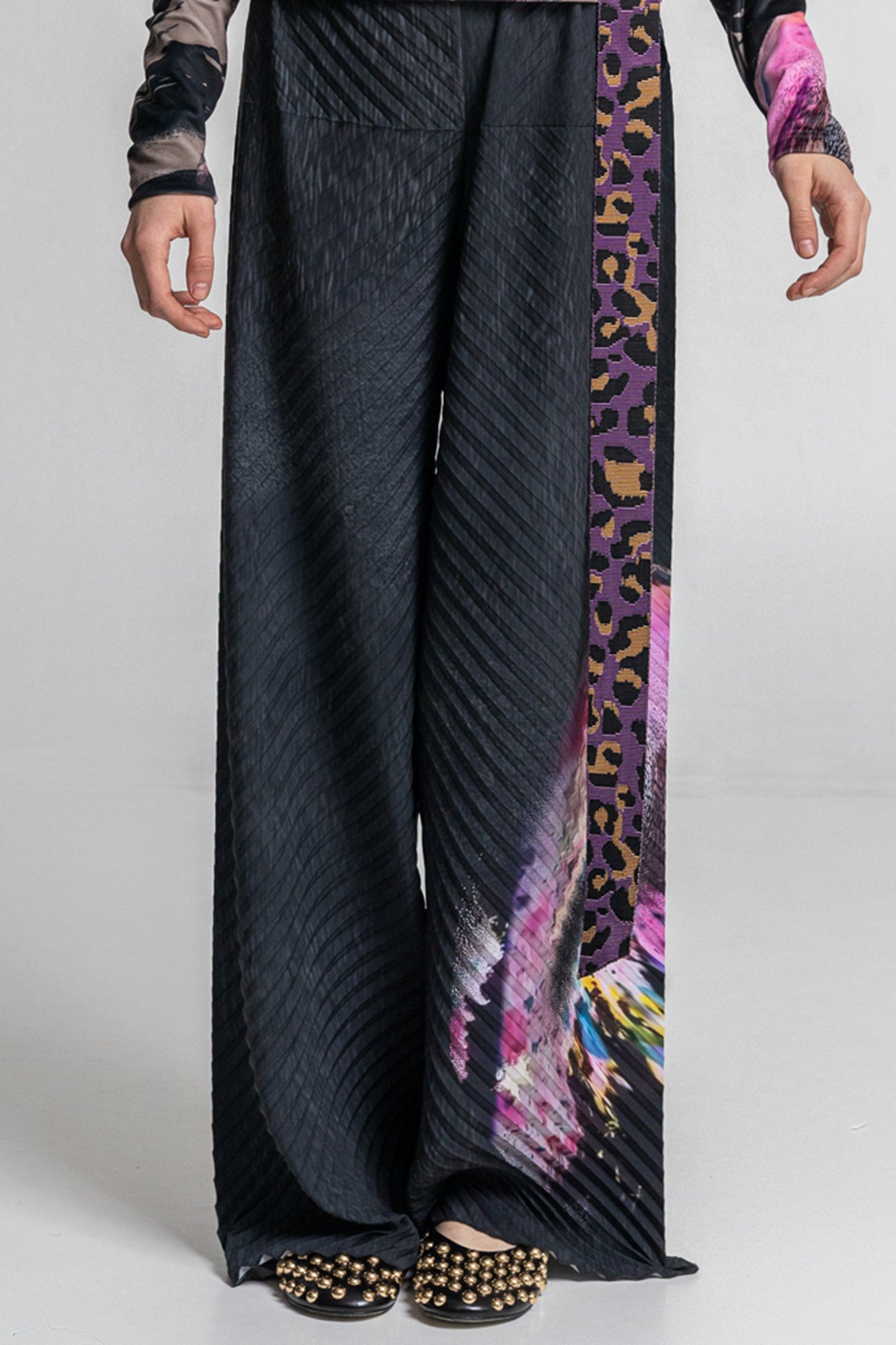 pleated straight wide leg pants loose fitting design