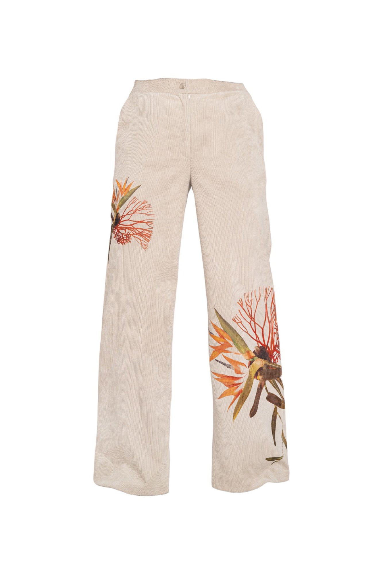 Corduroy pants with classic closure on front