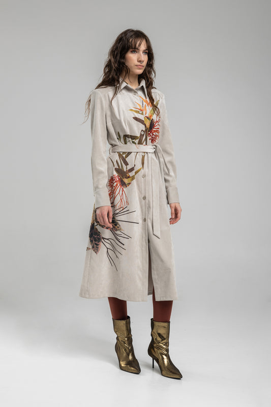 Corduroy Shirt Dress with inset tie belt