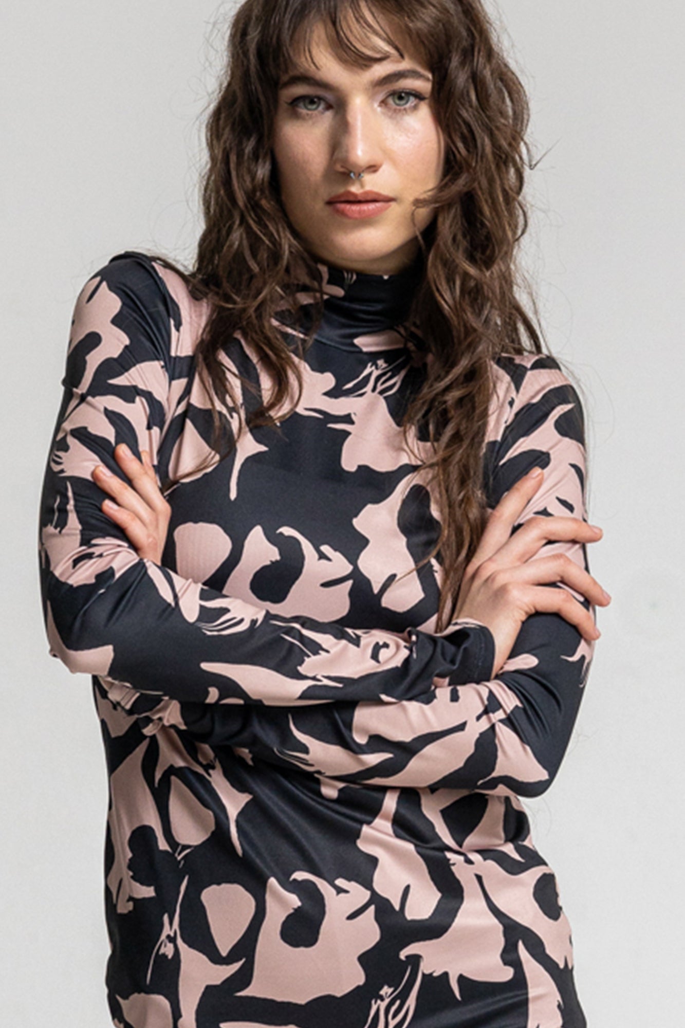 unique digital black and pale pink print design mini dress