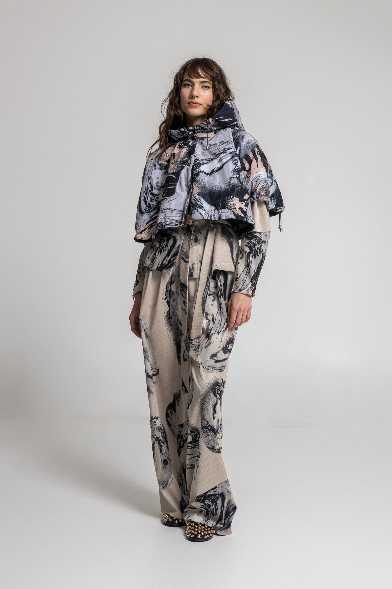 wide leg pants from soft elastic corduroy fabric