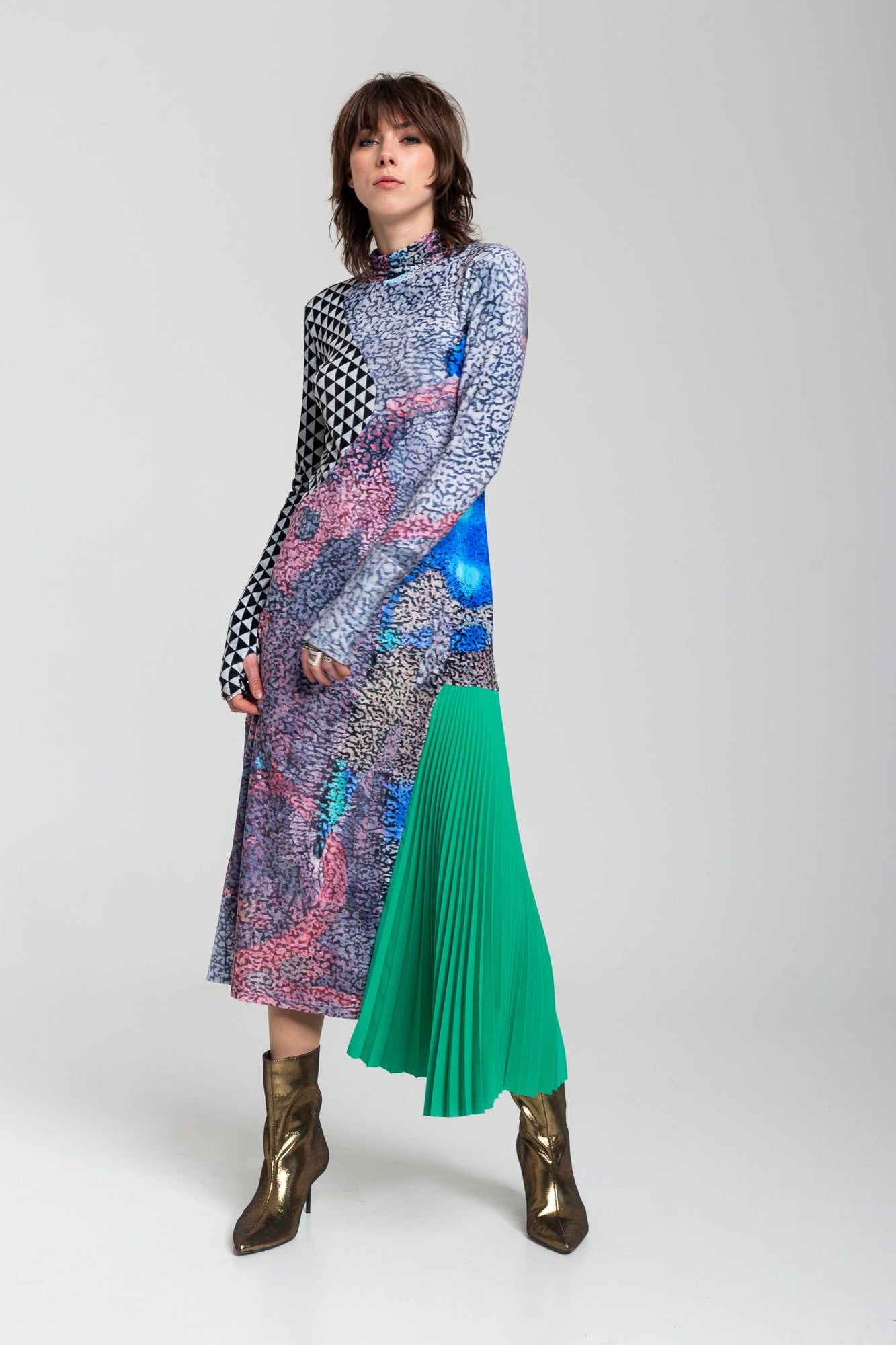 maxi dress with thumbwhole cuff on sleeves