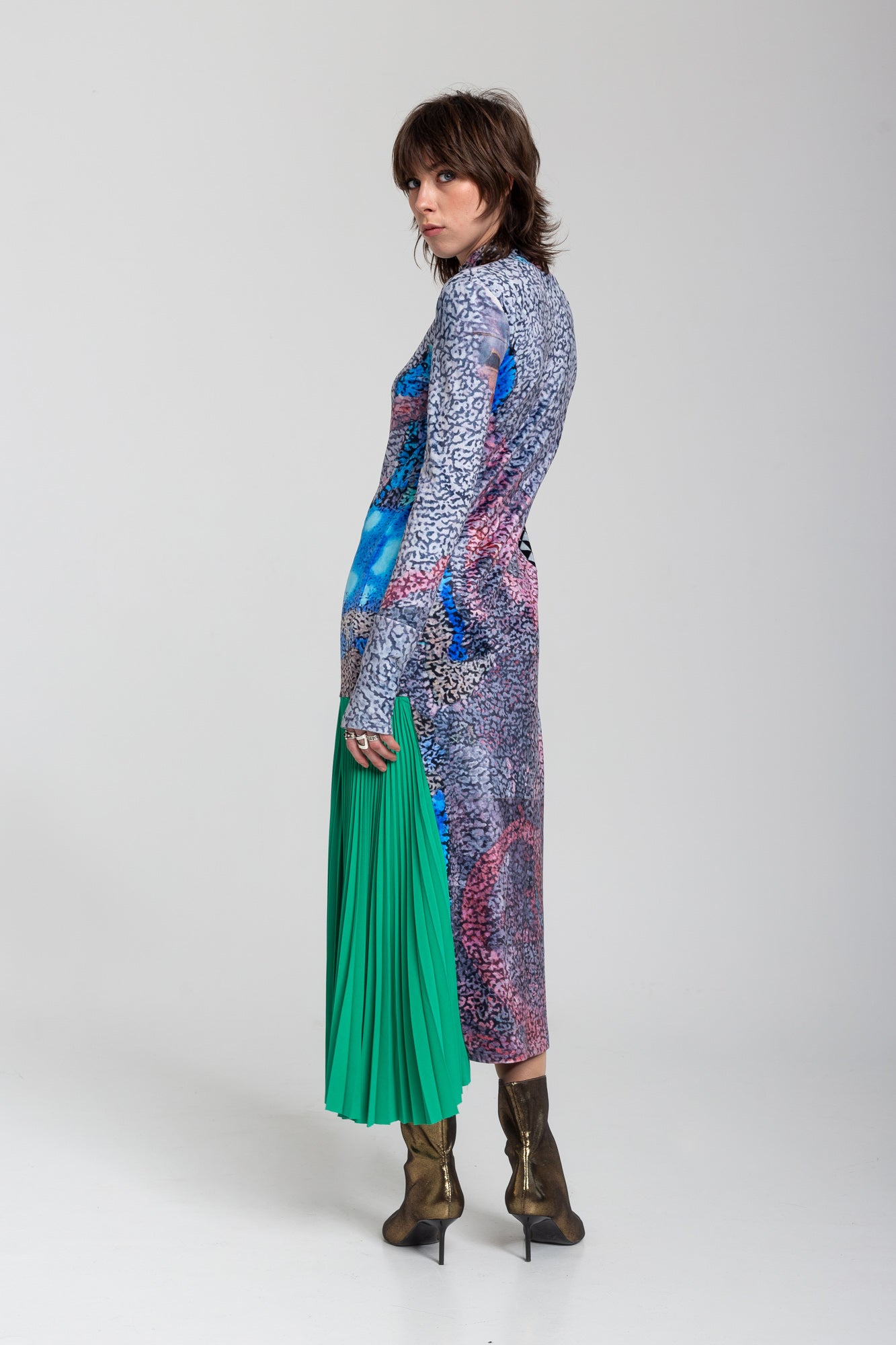 unique printed velvet maxi dress