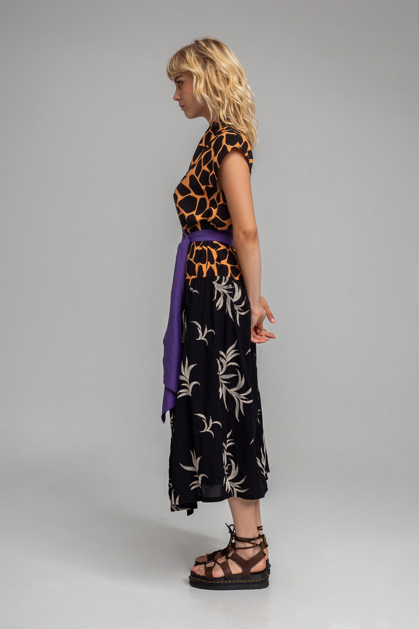maxi dress with inset tie belt artista budapest