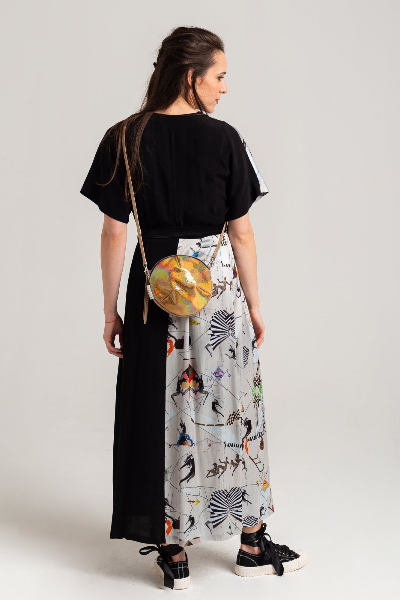 Printed maxi dress with inset tie belt artista budapest