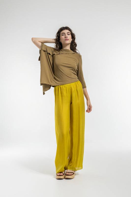 fluid palazzo pants translucent fabric