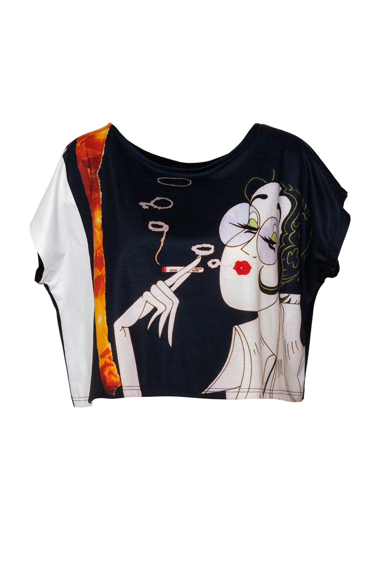 anni printed black crop top artista budapest