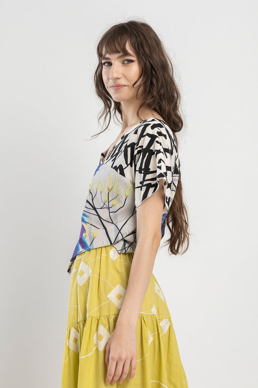 kimono style top with unique prints
