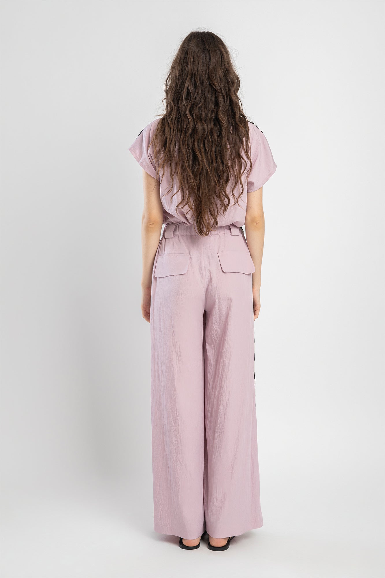 colourblock wide leg pants from stretchy viscose blend artista budapest