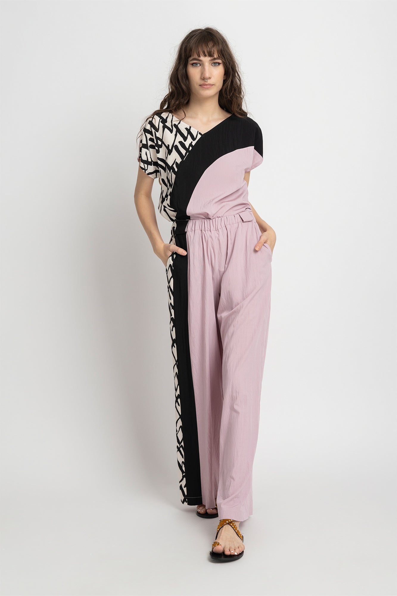 colourblock wide leg pants with side pockets artista budapest