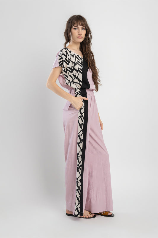 colourblock wide leg pants with elastic waistline artista budapest
