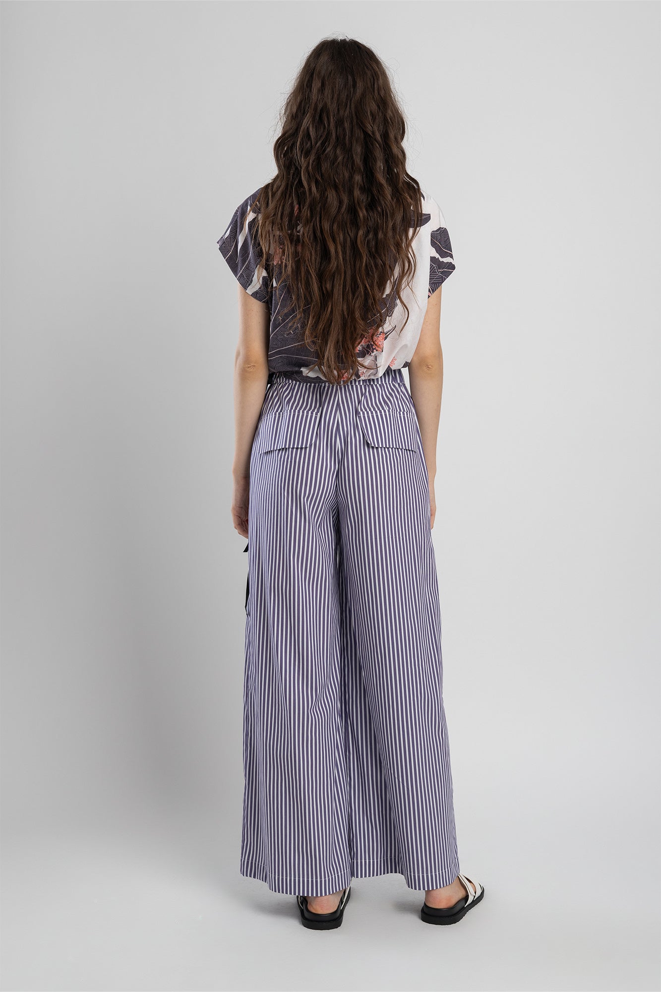 high rise palazzo pants from cotton blend fabric artista budapest