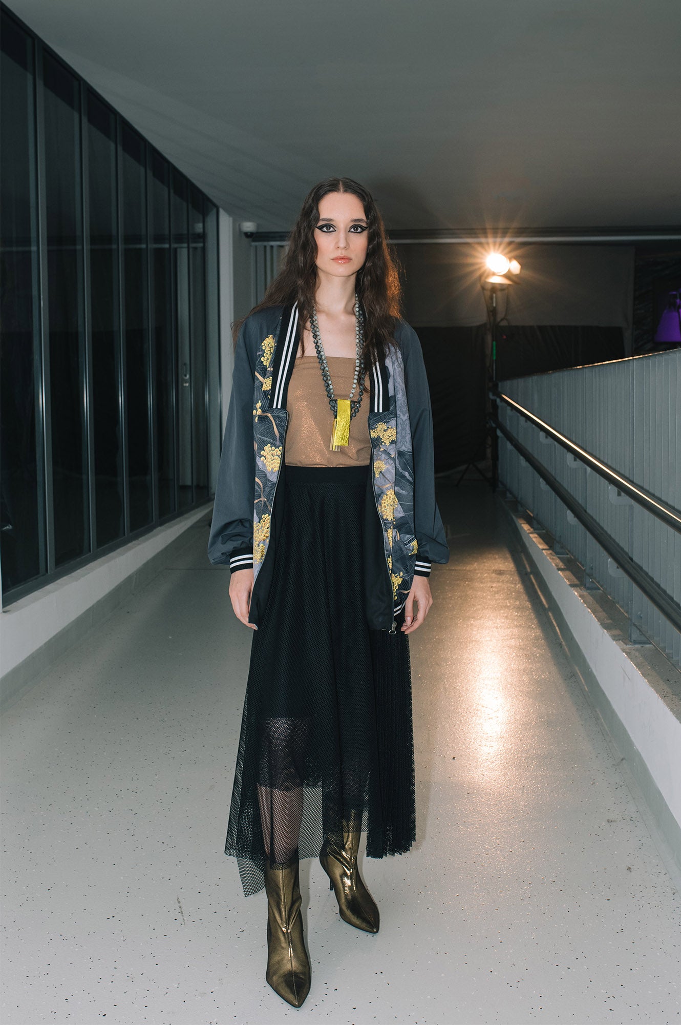 dawn black mesh pleated skirt at BCEFW artista budapest