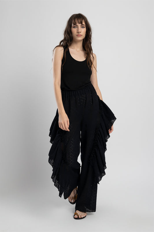 palazzo cut pants with frills artista budapest