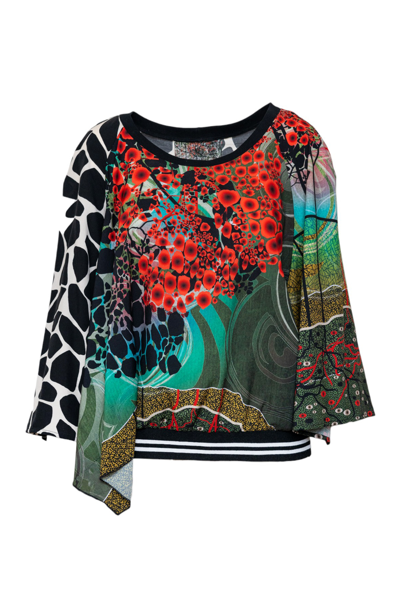 IZA asymmetric printed blouse