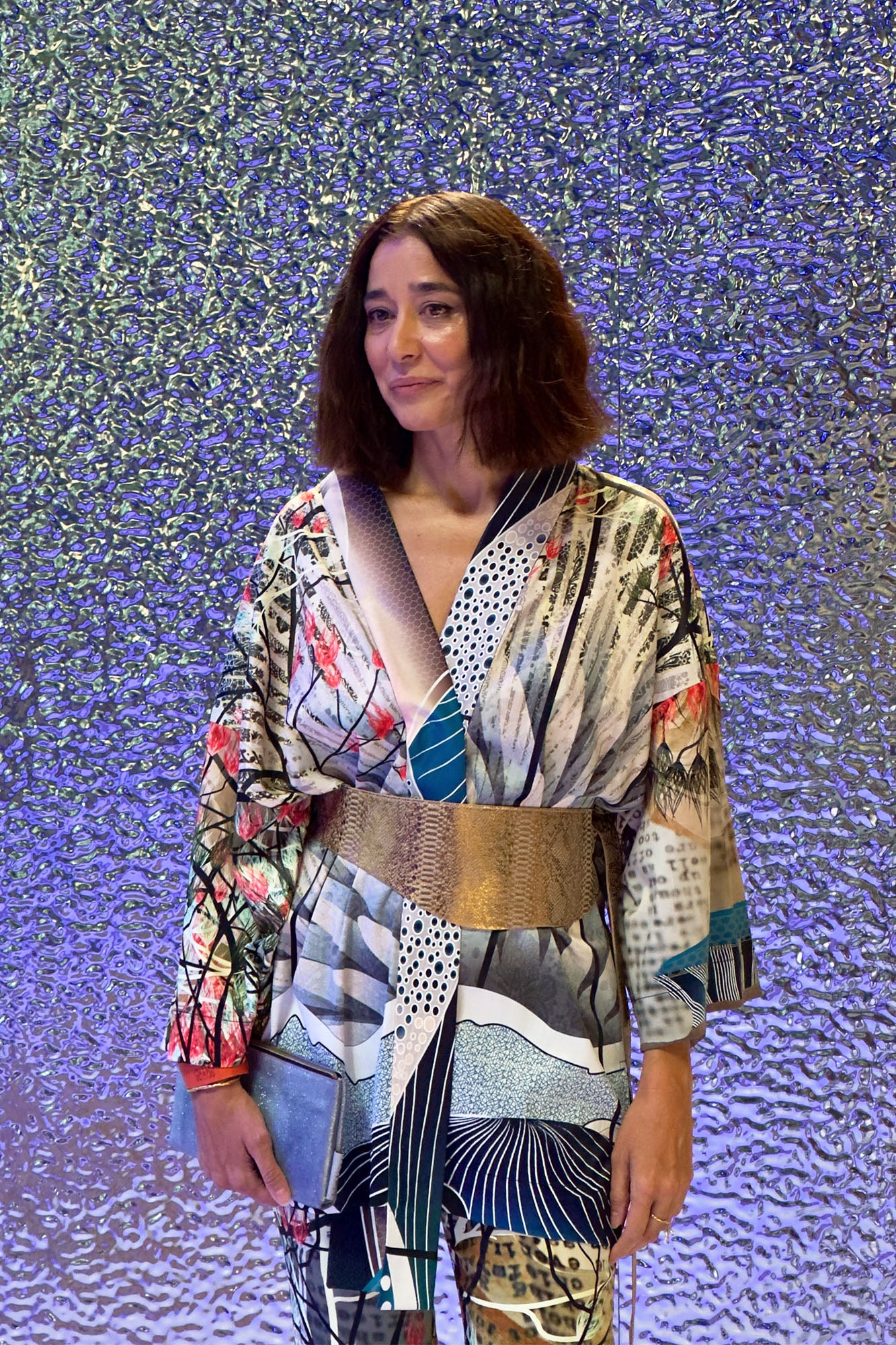 Gryllus Dorka, Hungarian actrees wearing the unique printed one-size kimono at Budapest Central European Fashione Week