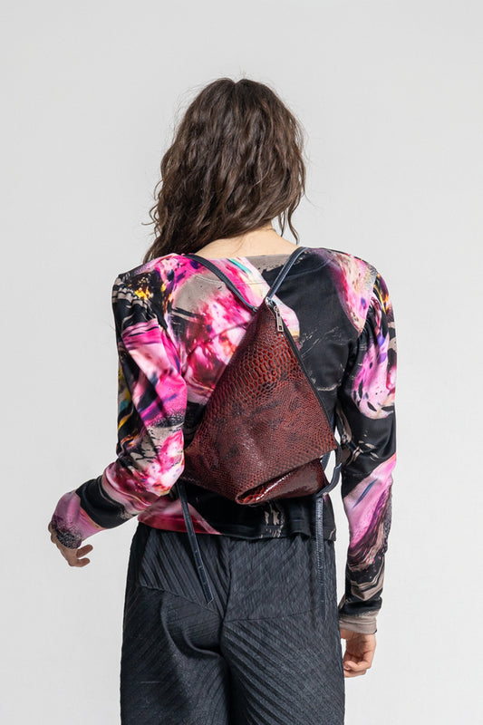 DELTA mini Red Lizard Leather Backpack