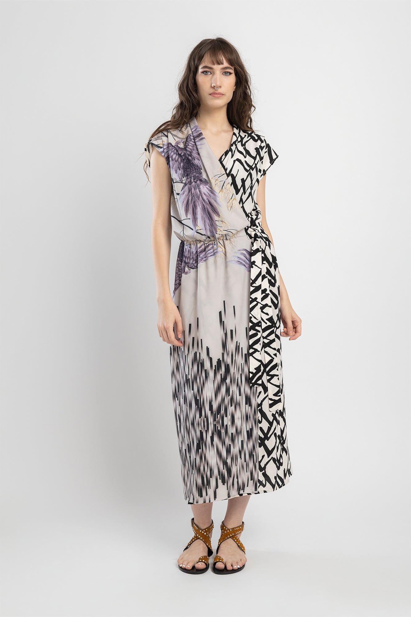 wrap maxi dress with v-neckline artista bduapest
