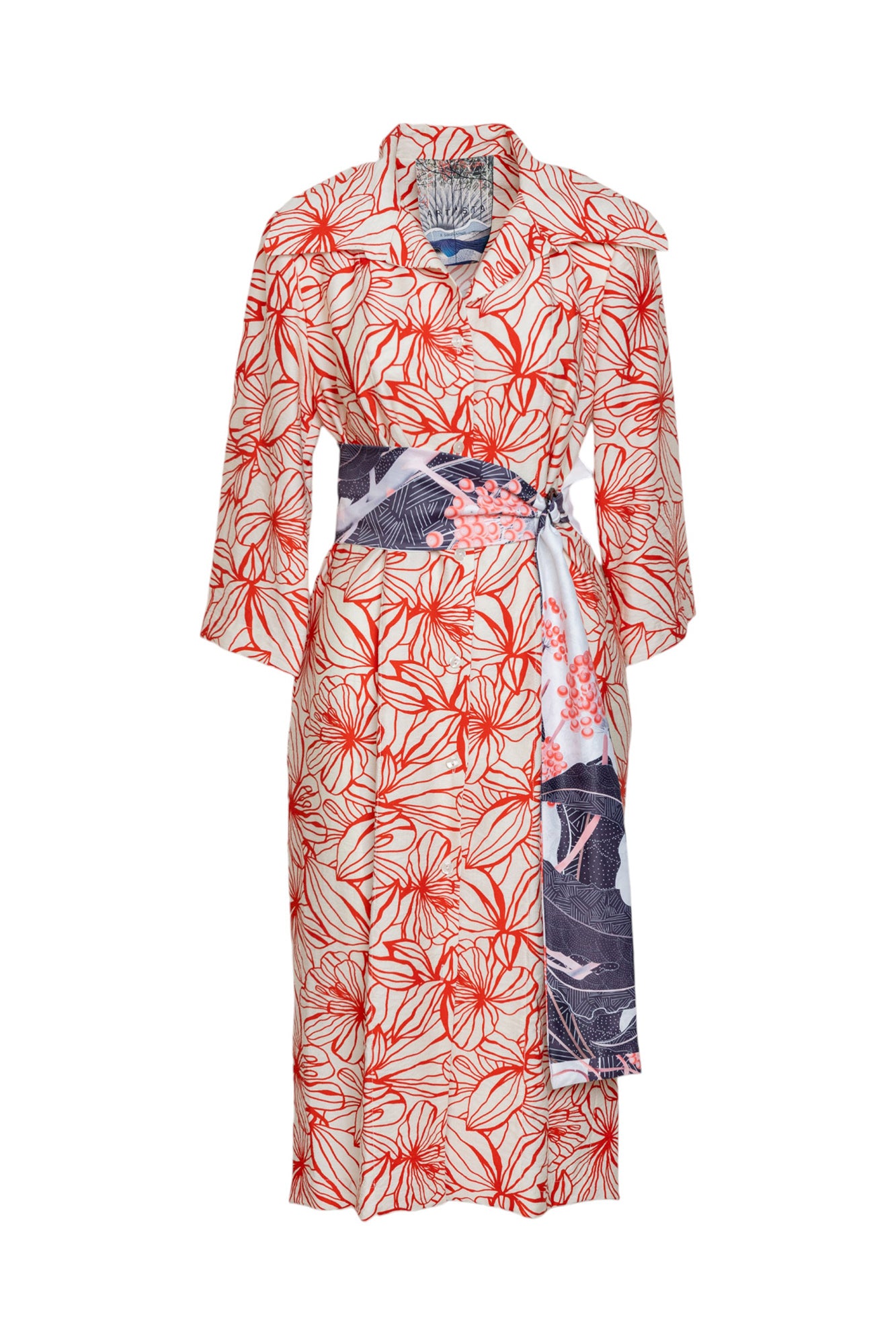 rosy red unique printed shirt dress artista budapest