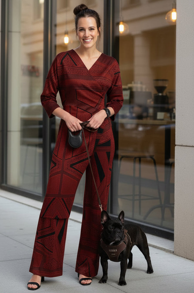 jacquard overlapped jumpsuit