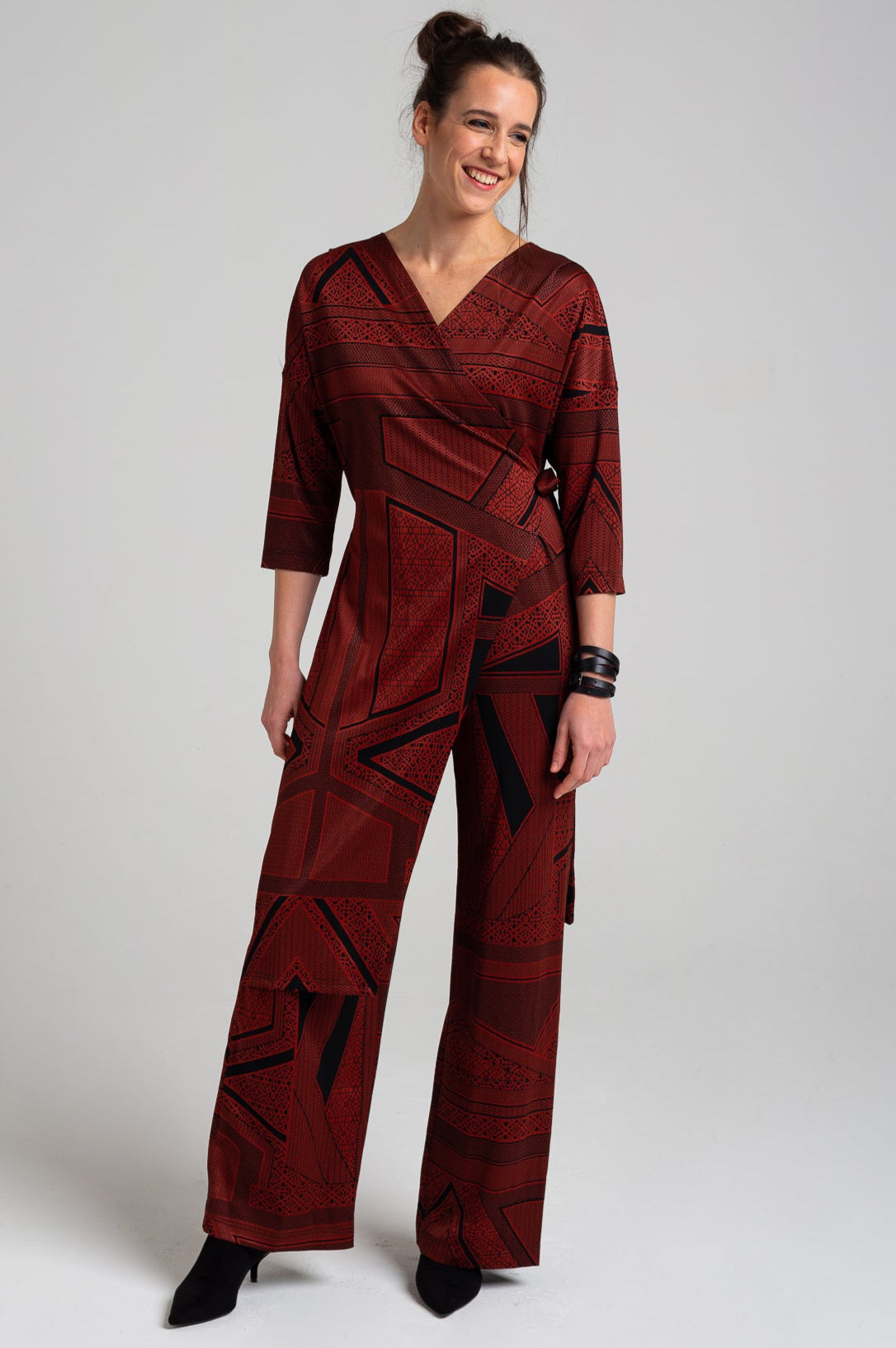jacquard overlapped jumpsuit full lenght cut