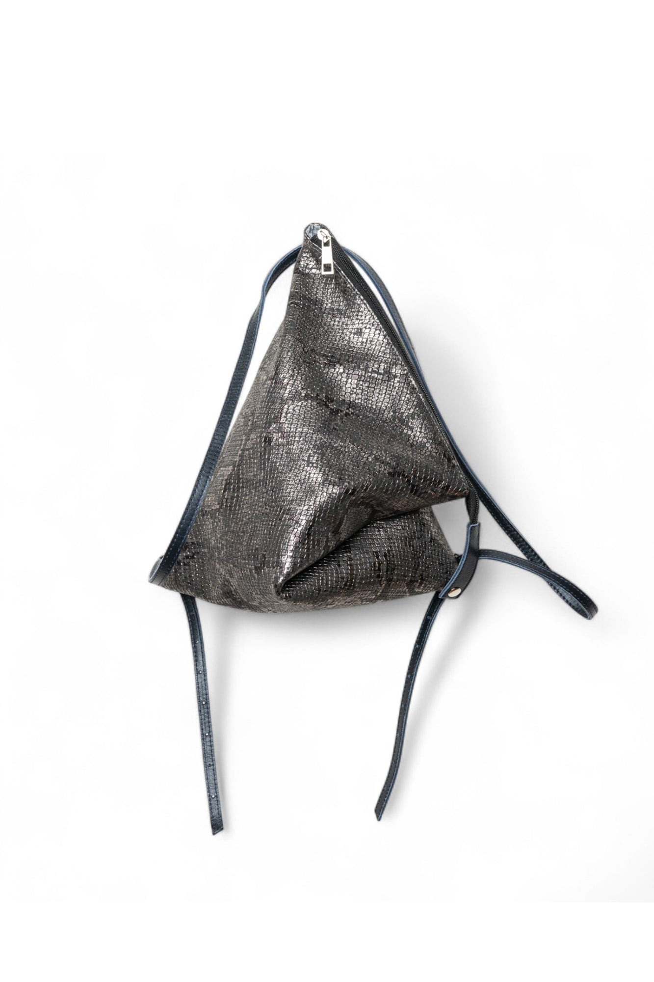 backpack leather triangle The Kendall T Boutique Nylon Calf leather trim Metal stud embellishment Fabric handle Adjustable fabric straps Buckle closure Two outside pockets with buckles Prada logo lining Two inside pockets Genuine Leather Mens Sling Bag