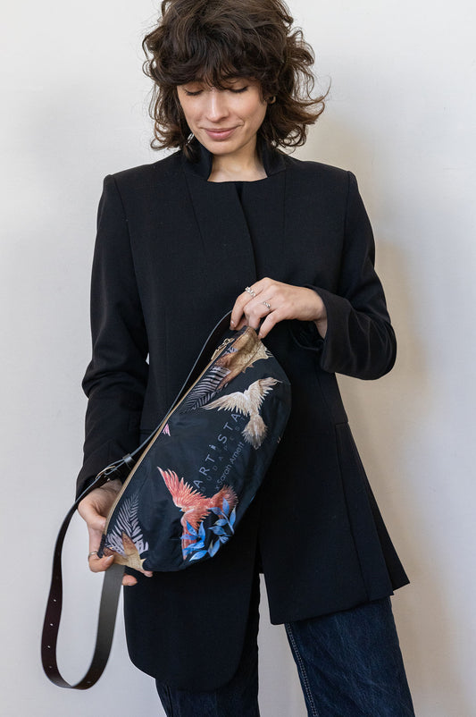 unique printed bum bag with zip compartment