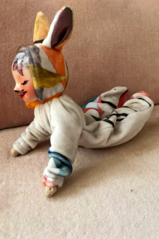 WHITE FLOWER rabbit doll