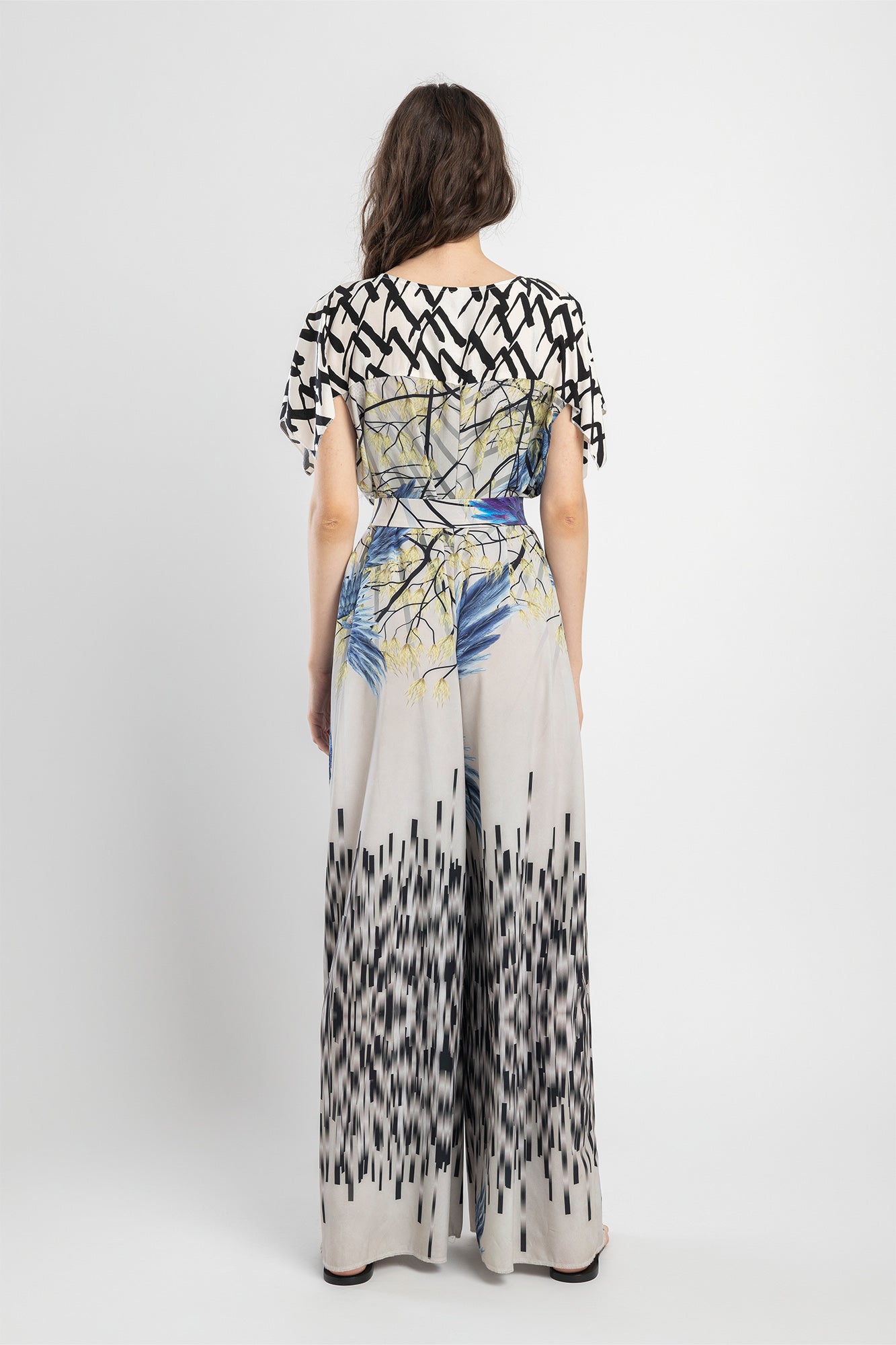 jumpsuit with unique printed tie belt artista budapest