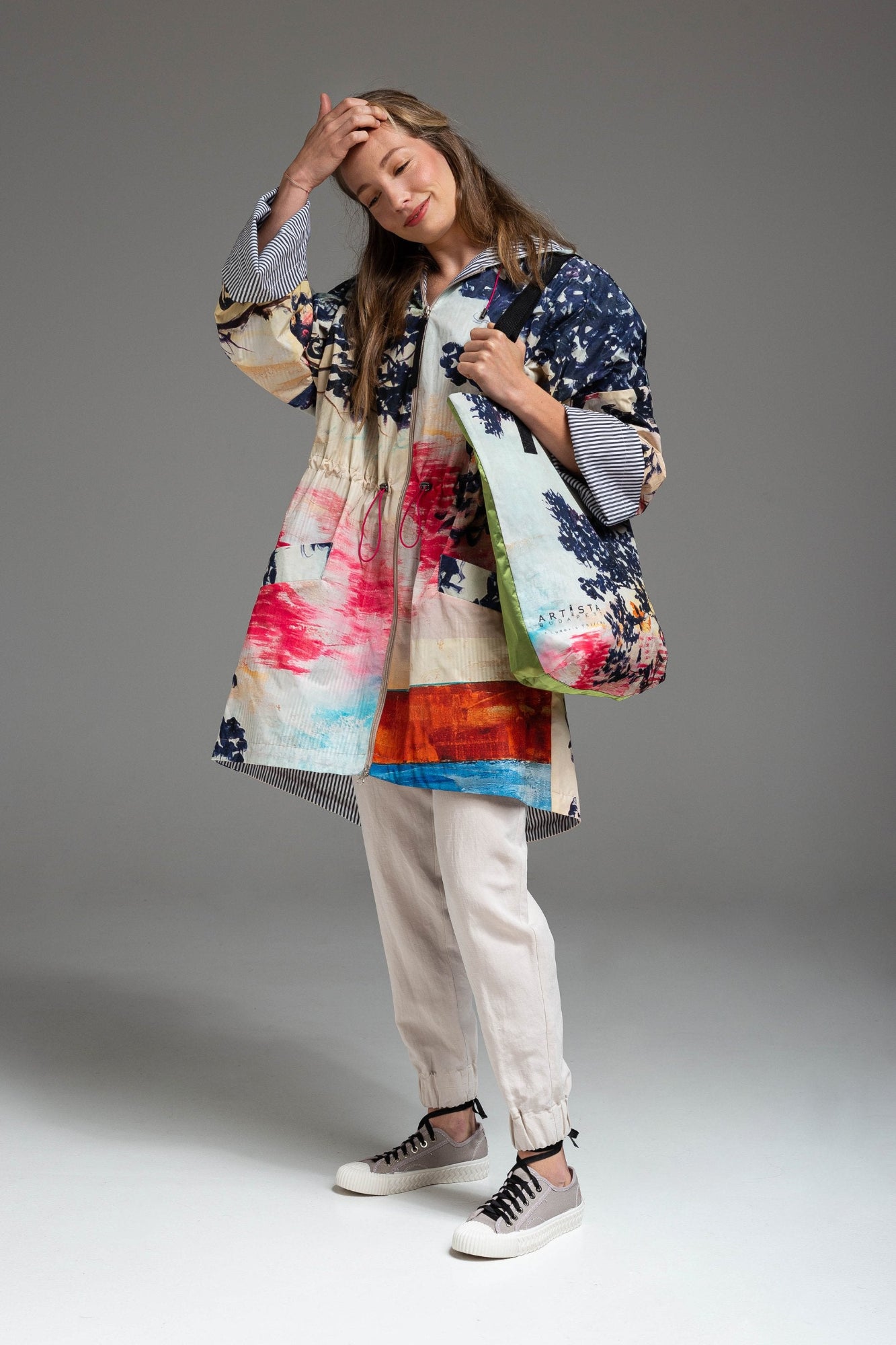 waterresistant unique printed oversized jacket artista budapets