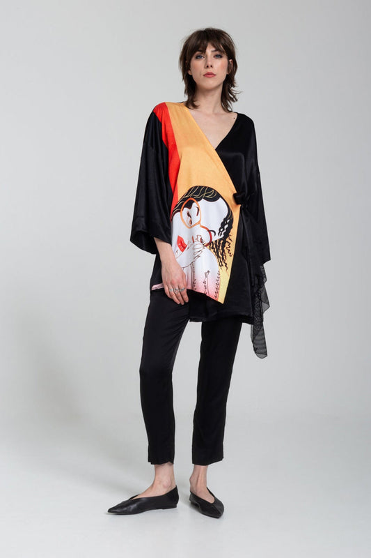 printed kimono from premium satin fabric artista budapest
