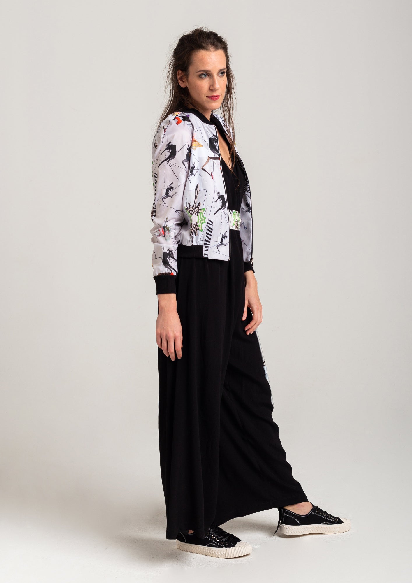 unique printed bomber jacket with small cuff sleeves artista budapest