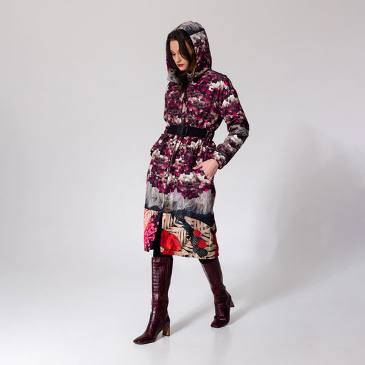 hooded jacket with unique prints