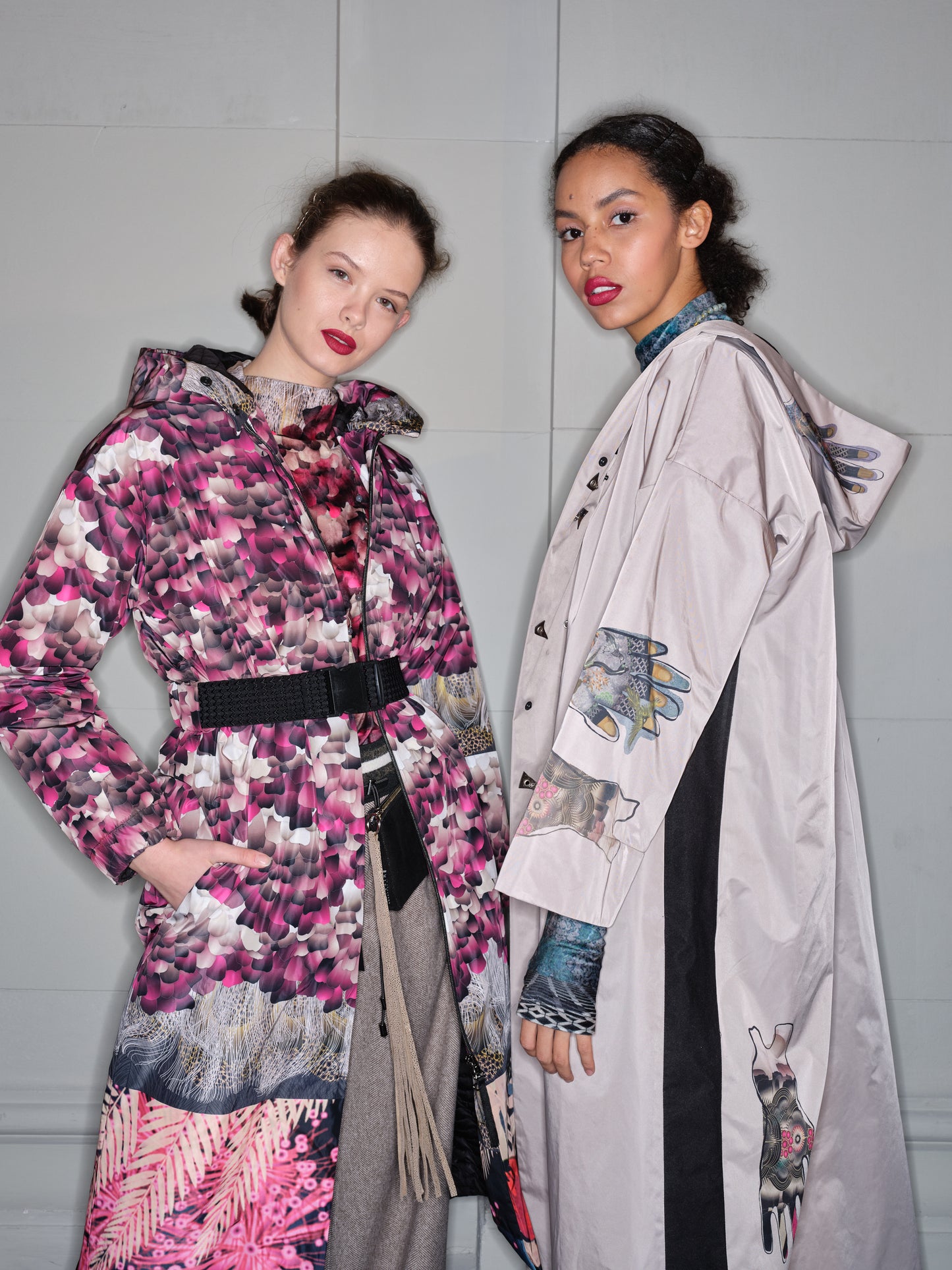 Feather Hooded Jacket on the runway of bcefw