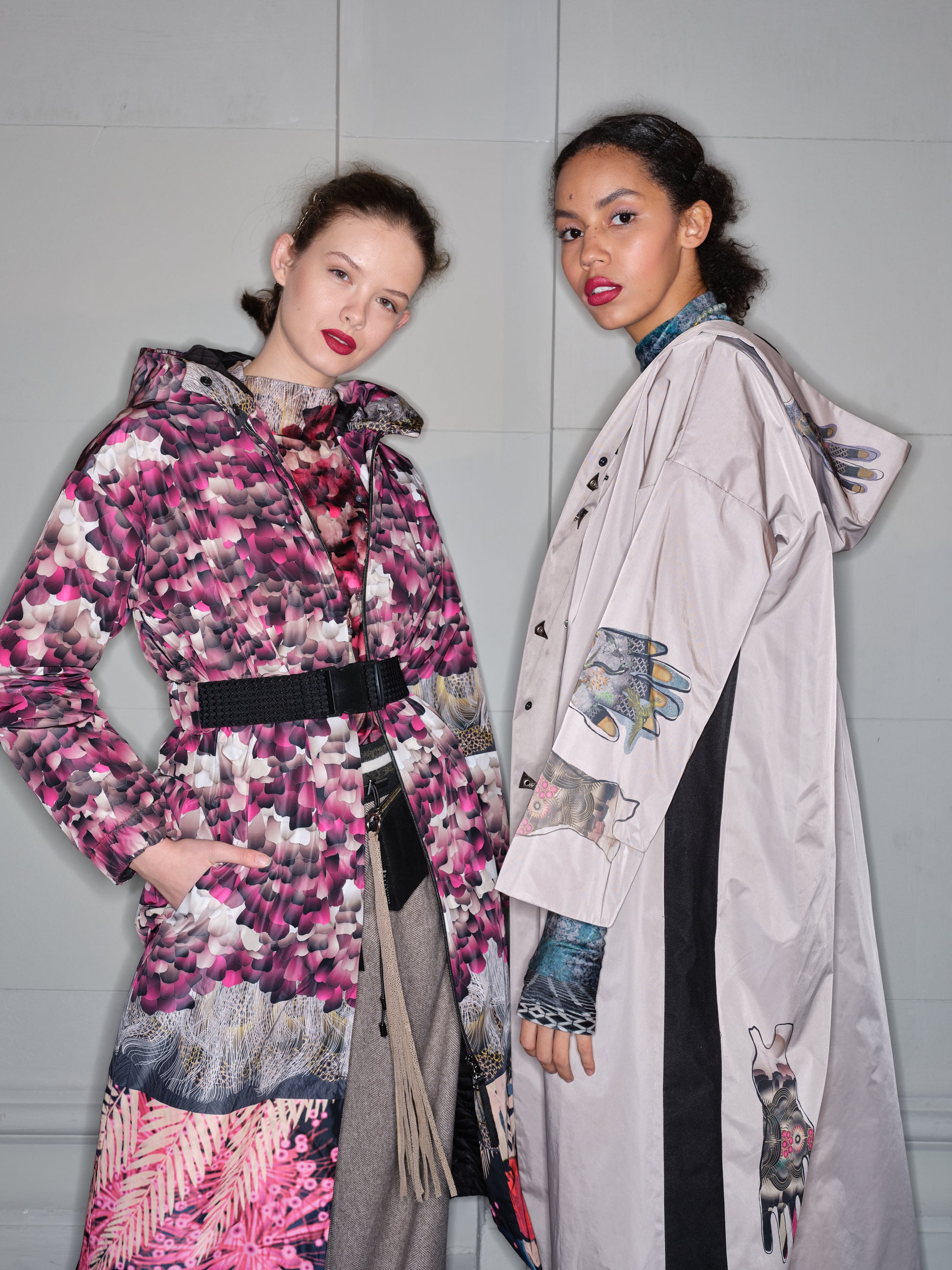 Feather Hooded Jacket on the runway of bcefw