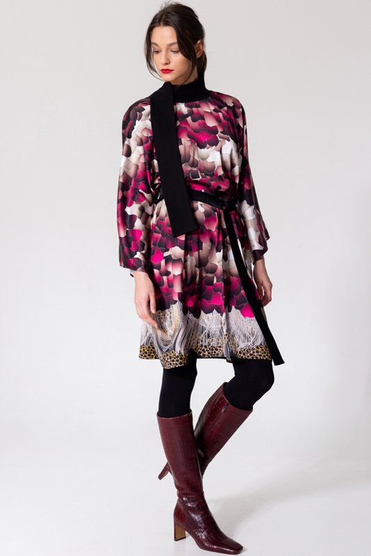 satin dress with unique prints