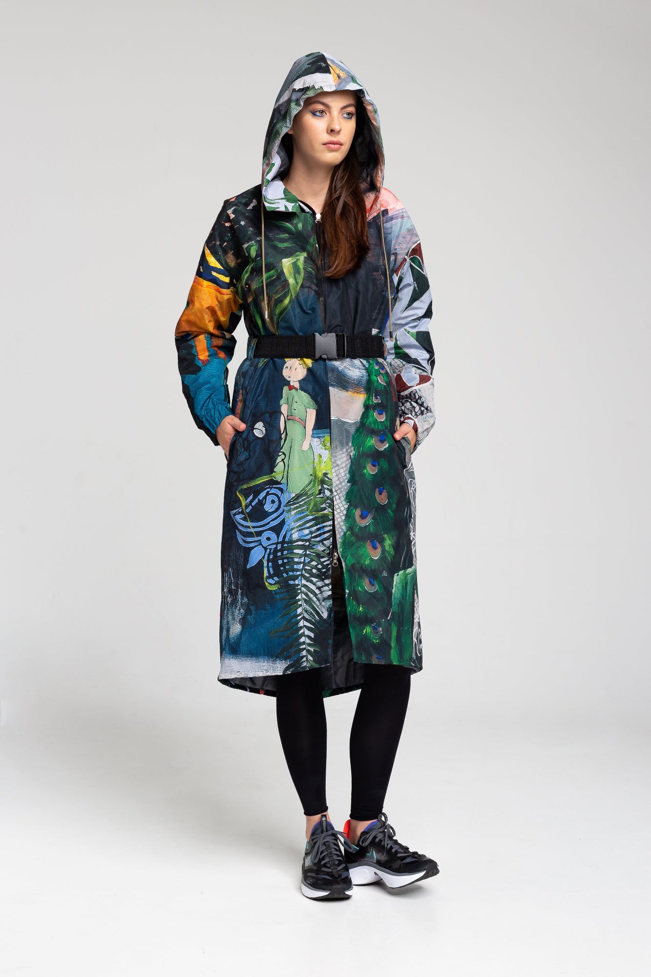 hooded jacket from waterresistant fabric