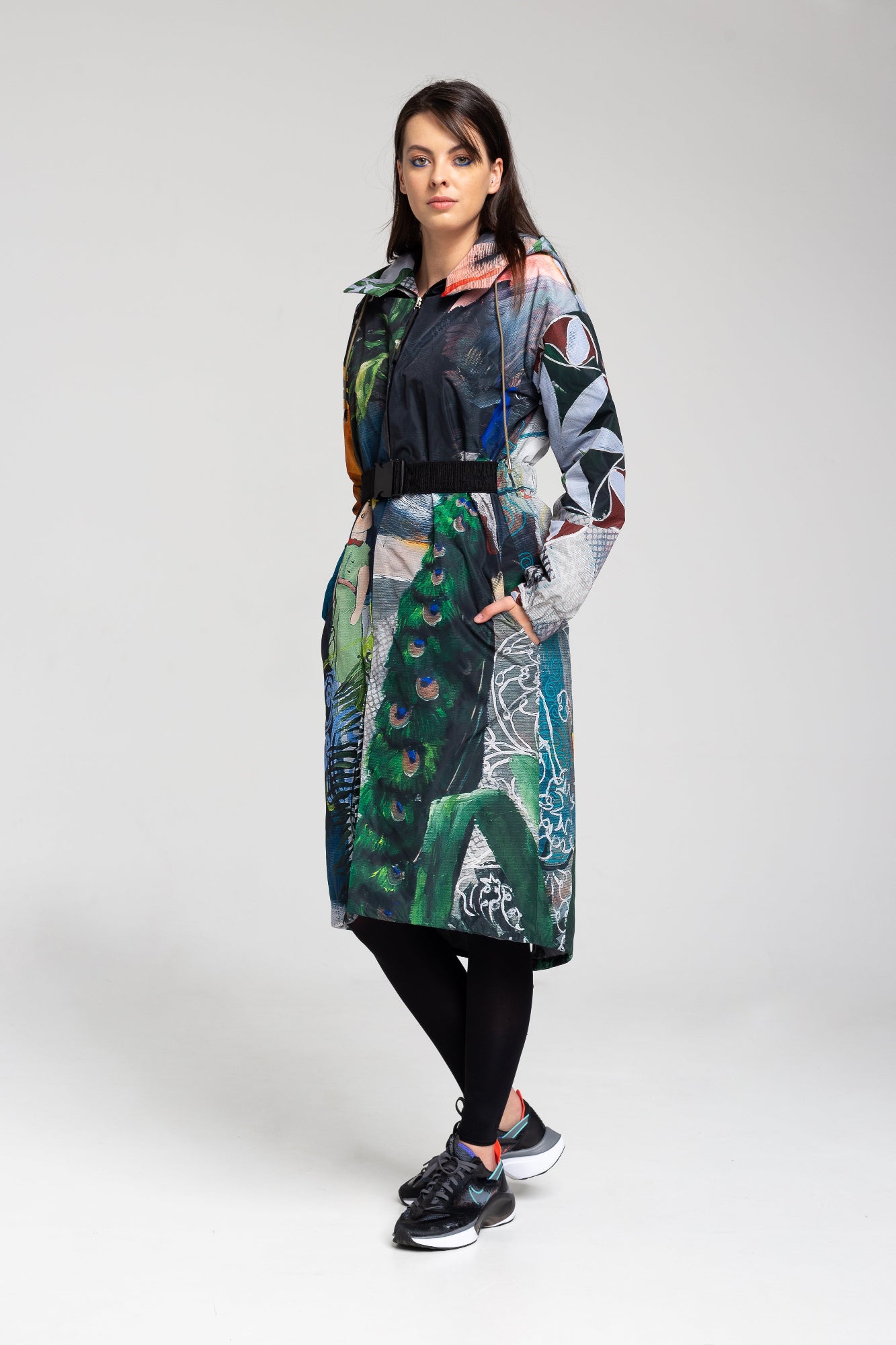 hooded unique printed parka style jacket