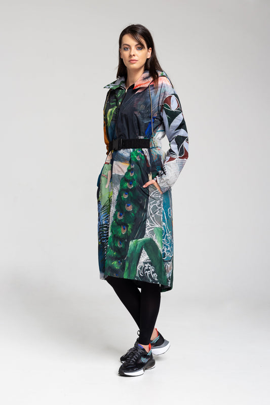 hooded unique printed parka style jacket