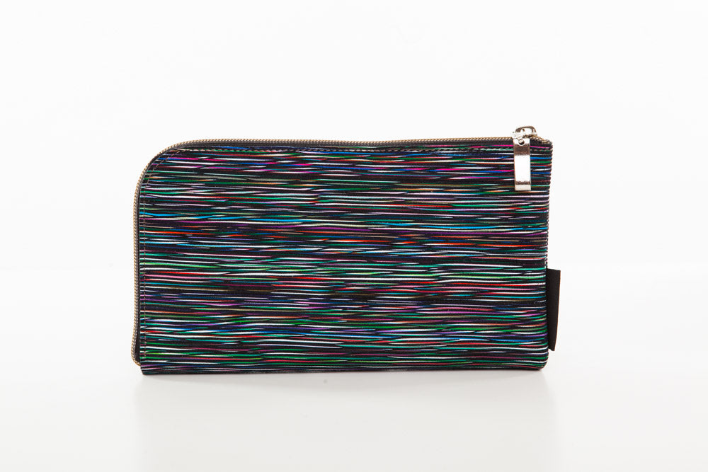 CLUTCH blue striped leather