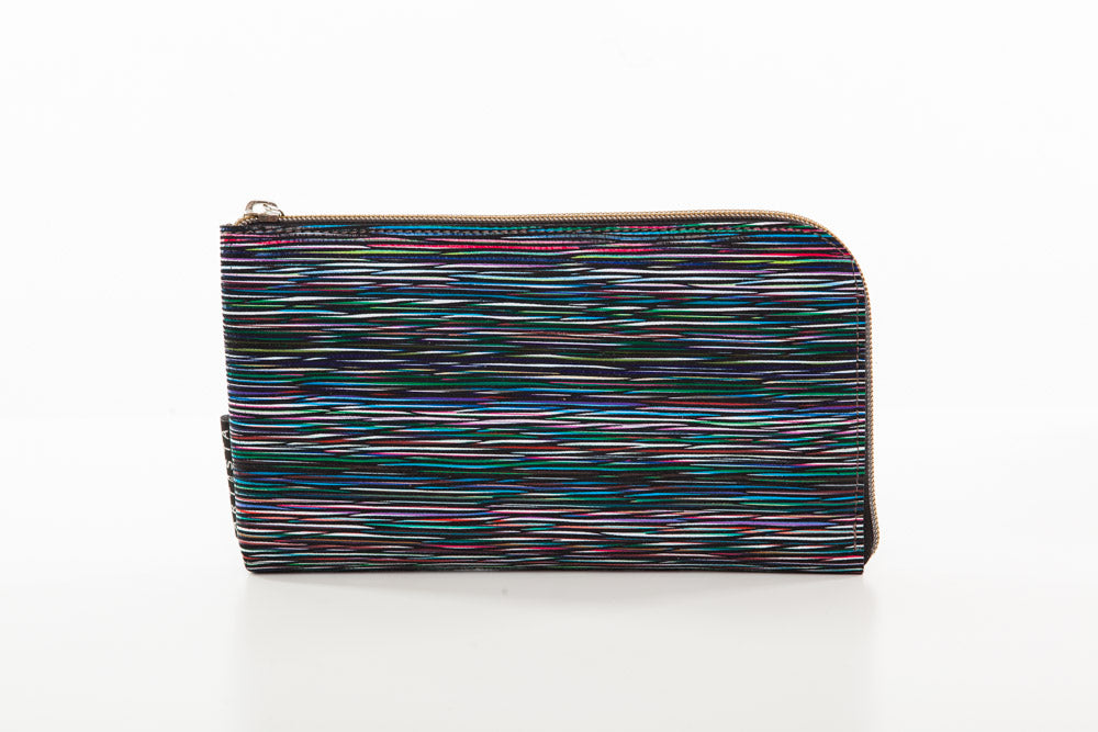 CLUTCH blue striped leather