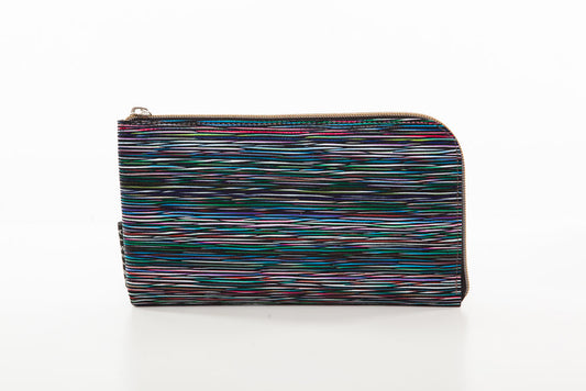 CLUTCH blue striped leather