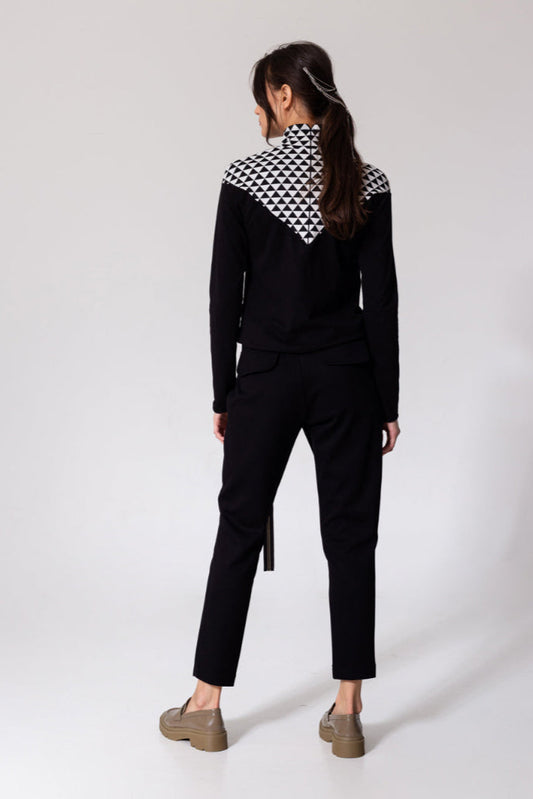 opart printed turtleneck