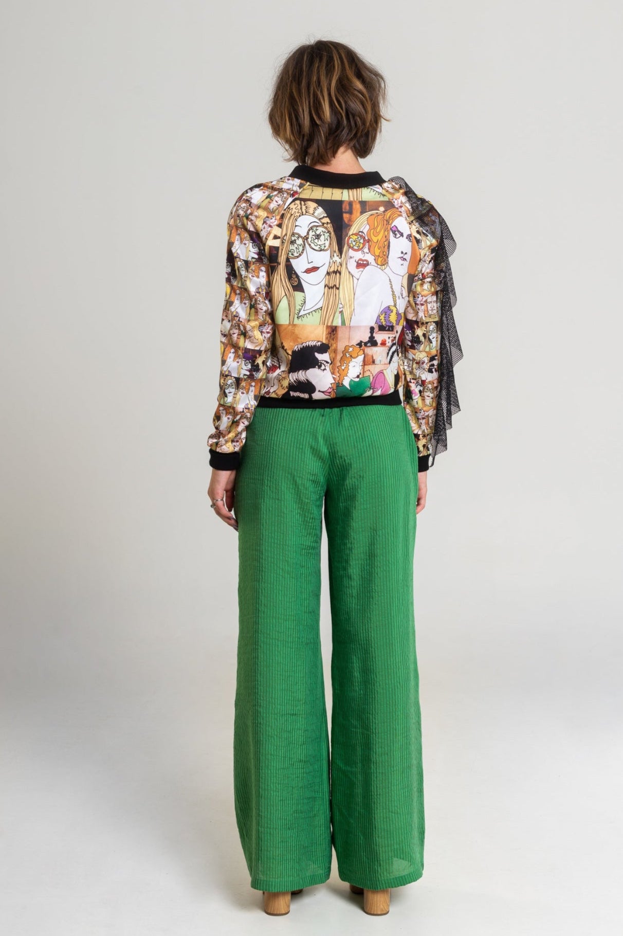 bomber jacket with mesh frills on one arm artista budapest
