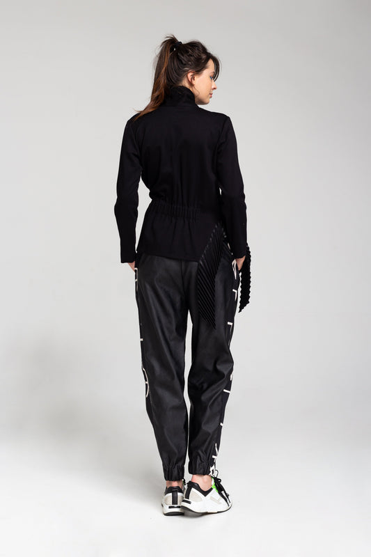 cozy jacket with detachable pleated detail