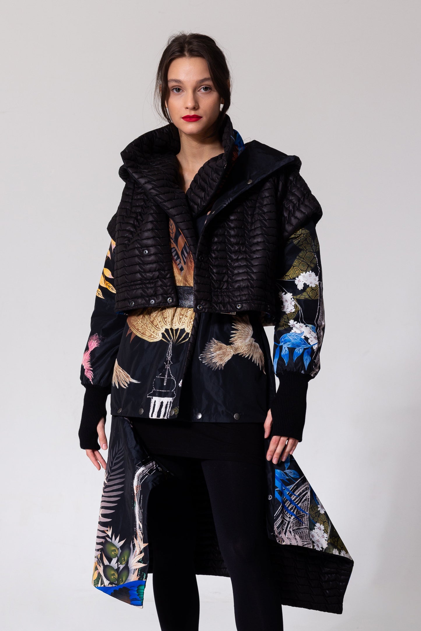 hooded vest plain black side artista budapest